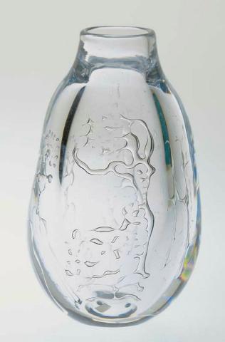 Artwork Vase:  Harpspelaren this artwork made of Hot-worked clear glass in the Ariel technique, created in 1953-01-01