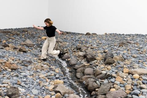 Olafur Eliasson’s Riverbed 2014, installed at GOMA for ‘Water’, December 2019 / Purchased 2021. The Josephine Ulrick and Win Schubert Charitable Trust / Collection: The Josephine Ulrick and Win Schubert Charitable Trust, Queensland Art Gallery | Gallery of Modern Art / © Riverbed, Olafur Eliasson / Photograph: N Harth, QAGOMA