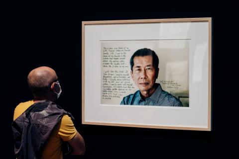 William Yang’s Self portrait #5 2008, printed 2020, installed for installed for ‘Seeing and Being Seen’, QAG, April 2021 / Gift of the artist through the Queensland Art Gallery | Gallery of Modern Art Foundation 2022. Donated through the Australian Government's Cultural Gifts Program / © William Yang / Photograph: J Ruckli, QAGOMA