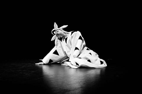 Sriwhana Spong's Costume for a mourner (still) 2010 / Hard Drive (transferred from standard-definition video): 8:22 minutes, black and white, sound / Purchased 2011. John Darnell Bequest / © Sriwhana Spong