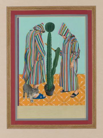 A detail view of a miniature work by Maryam Ayeen and Abbas Shahsavar