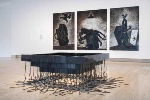 Works by Australian artist Ken Unsworth installed in a gallery space