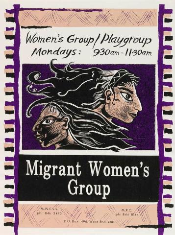 Artwork Women's group/playgroup (Migrant Women's Group) this artwork made of Screenprint on paper, created in 1984-01-01