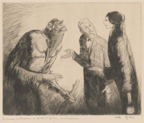 Artwork Our Psycho Analysts: Dr Freud introduces a patient to her subconscious this artwork made of Drypoint on paper, created in 1926-01-01