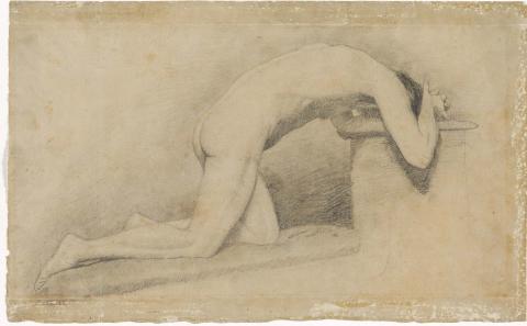 Artwork Nude study this artwork made of Pencil on buff paper, created in 1807-01-01