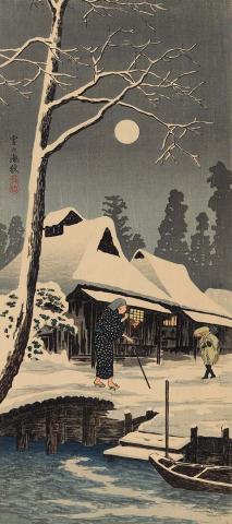 Artwork Houses covered in snow this artwork made of Colour woodblock print on paper, created in 1900-01-01