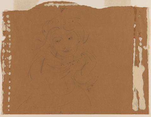 Artwork Slice of melon this artwork made of Pencil on brown laid paper, created in 1968-01-01