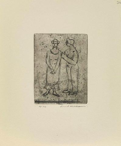 Artwork Two ladies (from 'Music hall' series) this artwork made of Etching, drypoint on cream wove paper, created in 1955-01-01
