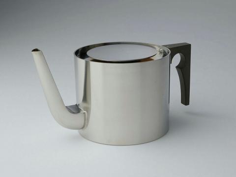 Artwork Teapot (1.25 litres) (from 'Cylinda Line' series) this artwork made of Brushed stainless steel with moulded plastic, created in 1964-01-01