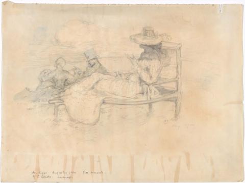Artwork Siesta (Swanage) this artwork made of Pencil and white gouache on paper, created in 1900-01-01