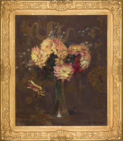 Artwork Still life flowers this artwork made of Oil on canvas, created in 1920-01-01