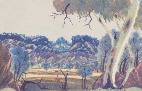 Artwork West MacDonnell Ranges, NT this artwork made of Watercolour on paper, created in 2004-01-01