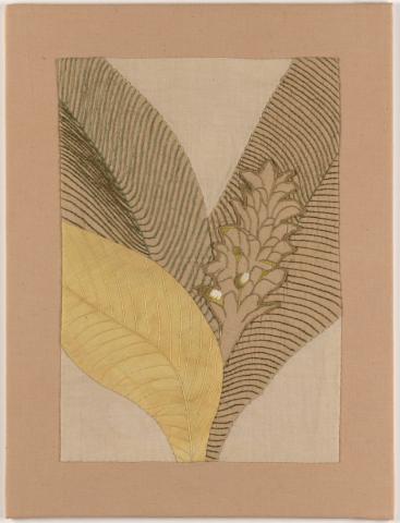 Artwork ‘Ōlena (Curcuma longa) (Turmeric) (from ‘Nā Waiho‘olu‘u Hawai‘i, The colors of Hawai‘i‘ series) this artwork made of Cotton with cotton thread on cotton with natural plant dye, created in 2005-01-01