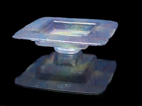 Artwork Bowl (no. 2 from 'Ziggurat' series) this artwork made of Clear layers of bulls eye glass, painted, fused, ground, polished and slumped, created in 1992-01-01