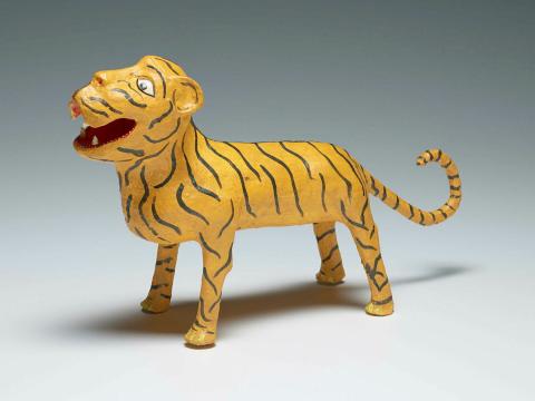 Artwork Tiger figure this artwork made of Multani clay, natural colour, created in 2015-01-01