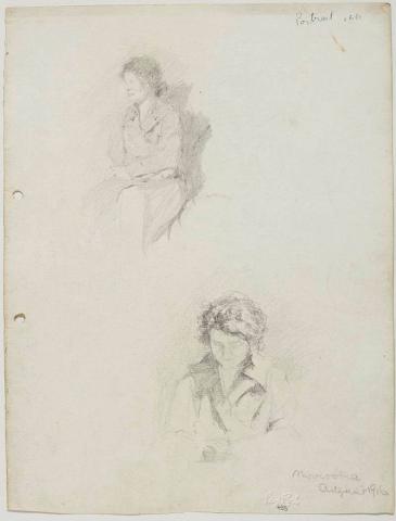 Artwork Elsie, two sketches at Aldridge this artwork made of Pencil on sketch paper, created in 1916-01-01