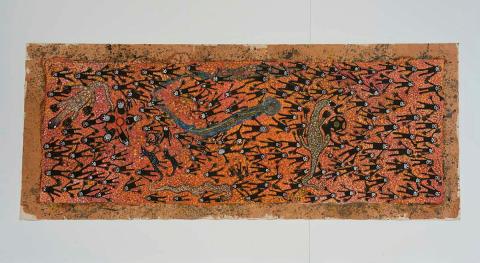 Artwork Karltukutjara kapi warla yirrala (Spring water at Docker River) this artwork made of Natural pigments and synthetic polymer paint on canvas, created in 1996-01-01