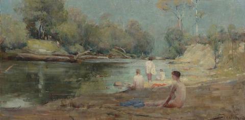 Artwork The bathers this artwork made of Oil on canvas, created in 1891-01-01