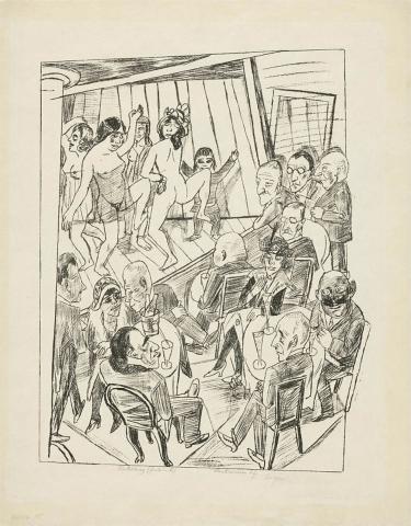 Artwork Nackttanz (Striptease) from 'Berliner Reise (Trip to Berlin)' this artwork made of Lithograph, created in 1922-01-01