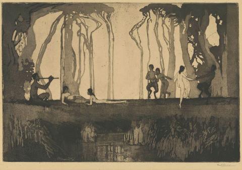 Artwork Pan this artwork made of Etching and aquatint on yellowed wove paper, created in 1916-01-01