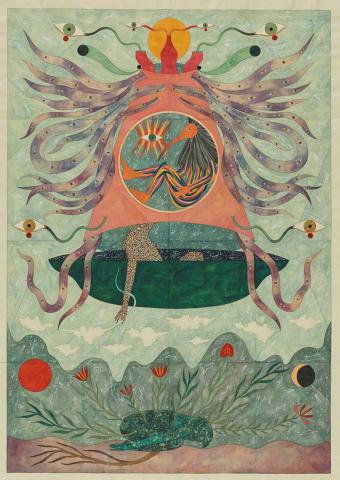 Artwork Vimana (from 'Terraformation' series) this artwork made of Gouache, watercolour and ink on paper, created in 2023-01-01