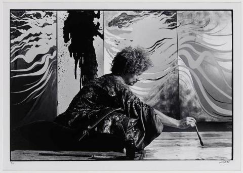 Artwork (Brett Whiteley painting) this artwork made of Gelatin silver photograph on paper, created in 1972-01-01