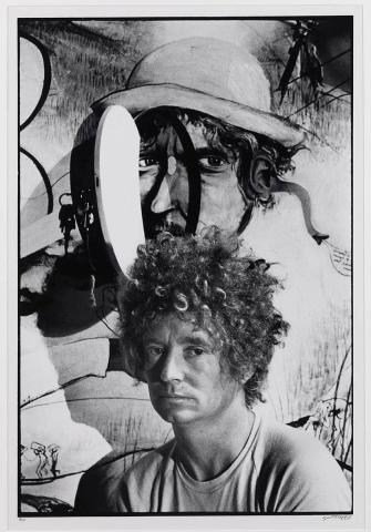 Artwork (Portrait of Brett Whiteley) this artwork made of Gelatin silver photograph on paper, created in 1971-01-01