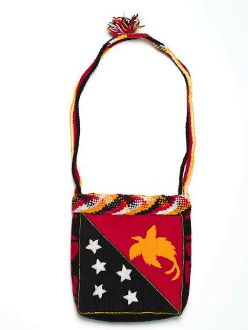 Artwork PNG flag this artwork made of Bag: cotton and synthetic thread on rice bag with cardboard insert and cotton lining, created in 2010-01-01