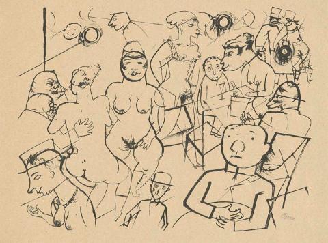 Artwork Nacht-café (für Dr Benn) (Night cafe (for Dr Benn)) this artwork made of Lithograph on paper, created in 1918-01-01