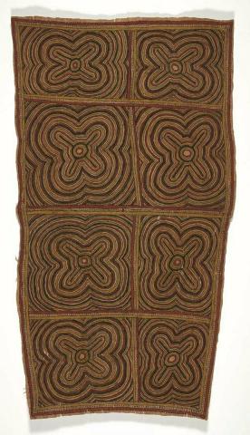 Artwork Avinӧ”e ohu’o deje (moon and spots of the wood-boring grub) this artwork made of Natural pigments on hand-beaten banyan tree nioge (barkcloth), created in 2010-01-01