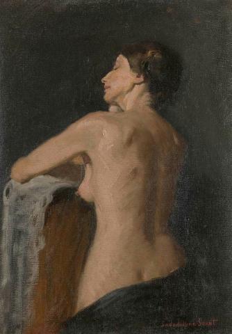 Artwork Standing nude (Self-portrait) this artwork made of Oil on canvas, created in 1918-01-01