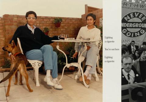 Artwork Untitled (from 'Pretended family relationships' series) this artwork made of Type C photograph, gelatin silver photograph and text on paper on card, created in 1987-01-01