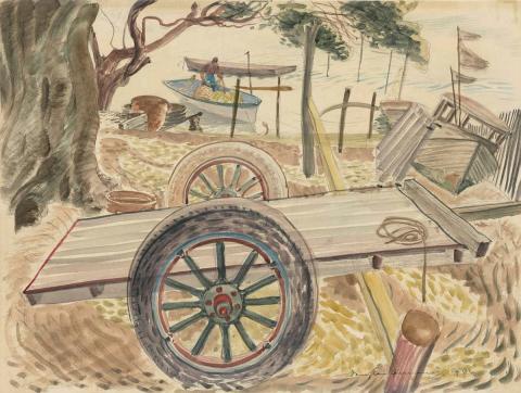 Artwork Beach scene, Thursday Island this artwork made of Watercolour on wove paper, created in 1944-01-01