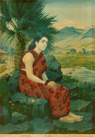 Artwork Sita Vanwaas this artwork made of Oleograph with Zardosi embroidery, created in 1894-01-01