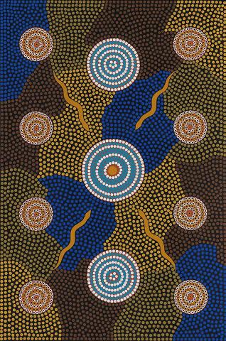 Artwork The making of Queensland Aboriginal law this artwork made of Synthetic polymer paint on canvas, created in 1989-01-01