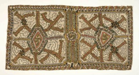 Artwork Sogua’e (sodireje, siha’u’e, roriré, venimomӧ’e, uejobibgé, modahisu’e, mahuva’ojé, sin’e sore, jaji’e ohu’o areté) (Ancestor’s customary salt formation process (rock minerals, fruit of the Sihe tree, tail-feathers of the Moustached Tree Swift (Hemi-proc this artwork made of Natural pigments on hand-beaten paper mulberry nioge (barkcloth), created in 2022-01-01