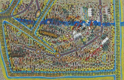 Artwork Carnarvon collision (Big map) this artwork made of Synthetic polymer paint on linen, created in 2006-01-01