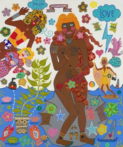 Artwork Power, Love, Kungka Kuṉpu (Strong Women) this artwork made of Synthetic polymer paint on linen​, created in 2023-01-01