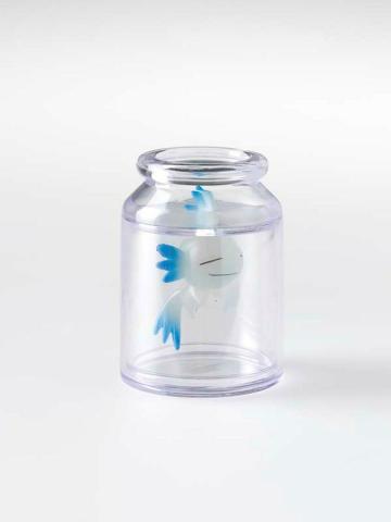 Artwork Rumble-kun in a jar (from the 'SUPERFLAT MUSEUM' series by Takashi Murakami) this artwork made of Figurine (lacquer paint, PVC plastic, ABS plastic), black cardboard box, leaflets, created in 2003-01-01