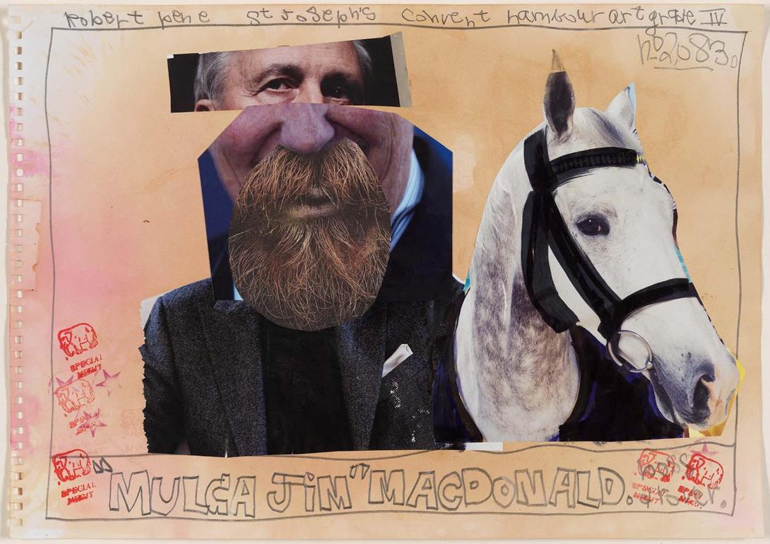 A collaged-together image of a drover, made from photos and drawings