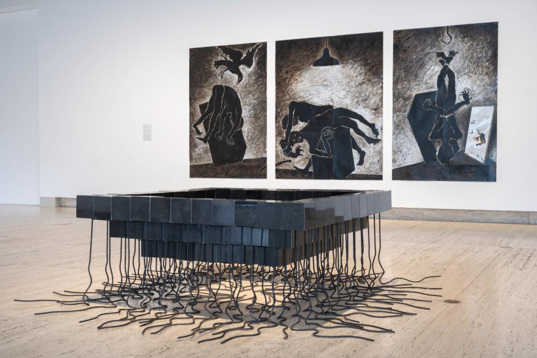 Works by Australian artist Ken Unsworth installed in a gallery space