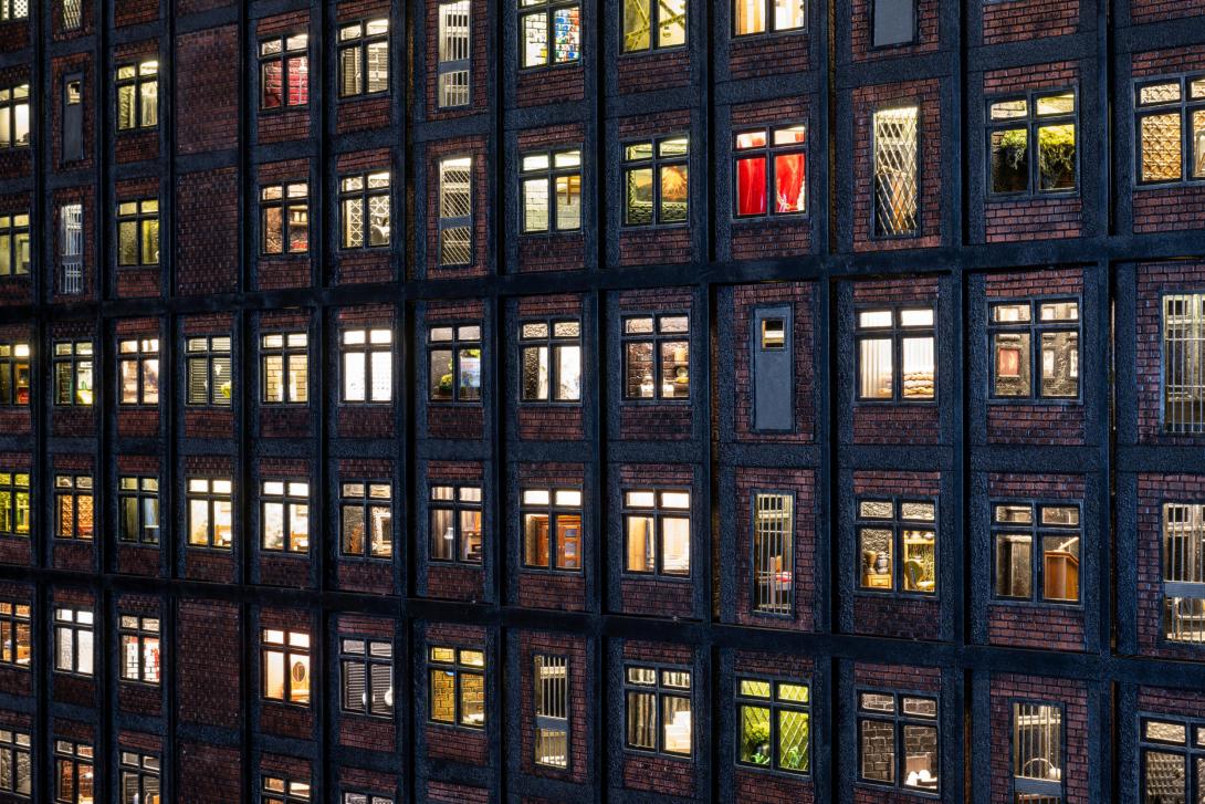 Aditya Novali's The Wall: Asian Un(real) Estate Project 2018, installed for 'The City Before Our Eyes', GOMA, March 2026 / Purchased 2018 with funds from Tim Fairfax AC through the QAGOMA Foundation / © Aditya Novali / Photograph: C Callistemon, QAGOMA