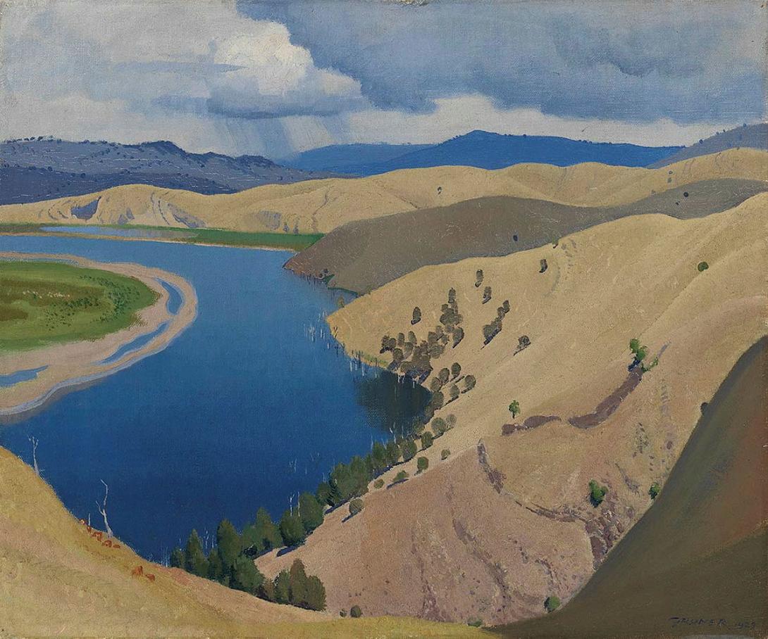 Artwork Rolling hills near Yass this artwork made of Oil on canvas, created in 1929-01-01