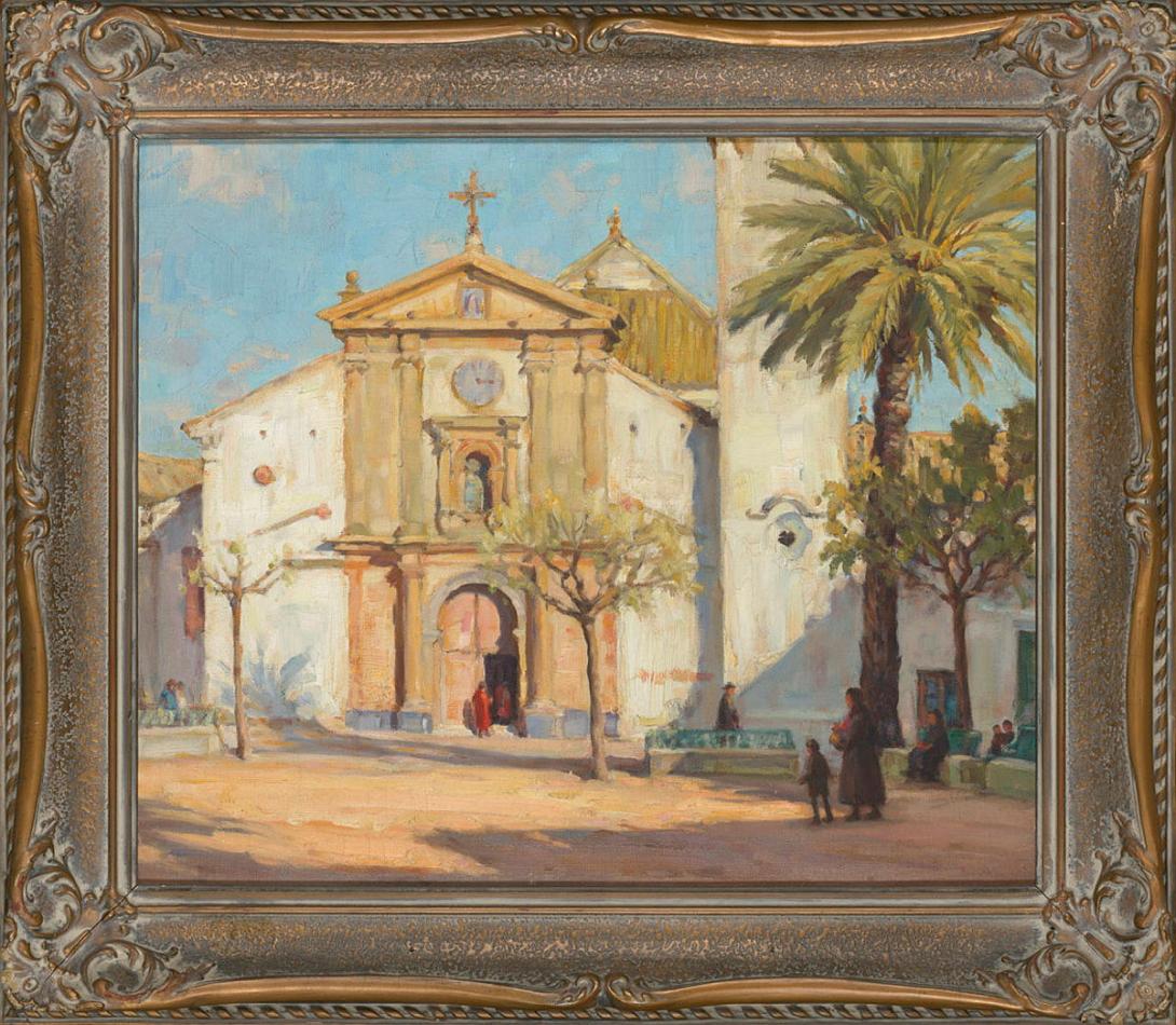 Artwork The Alcazar, Toledo, Spain this artwork made of Oil on canvas on composition board, created in 1920-01-01