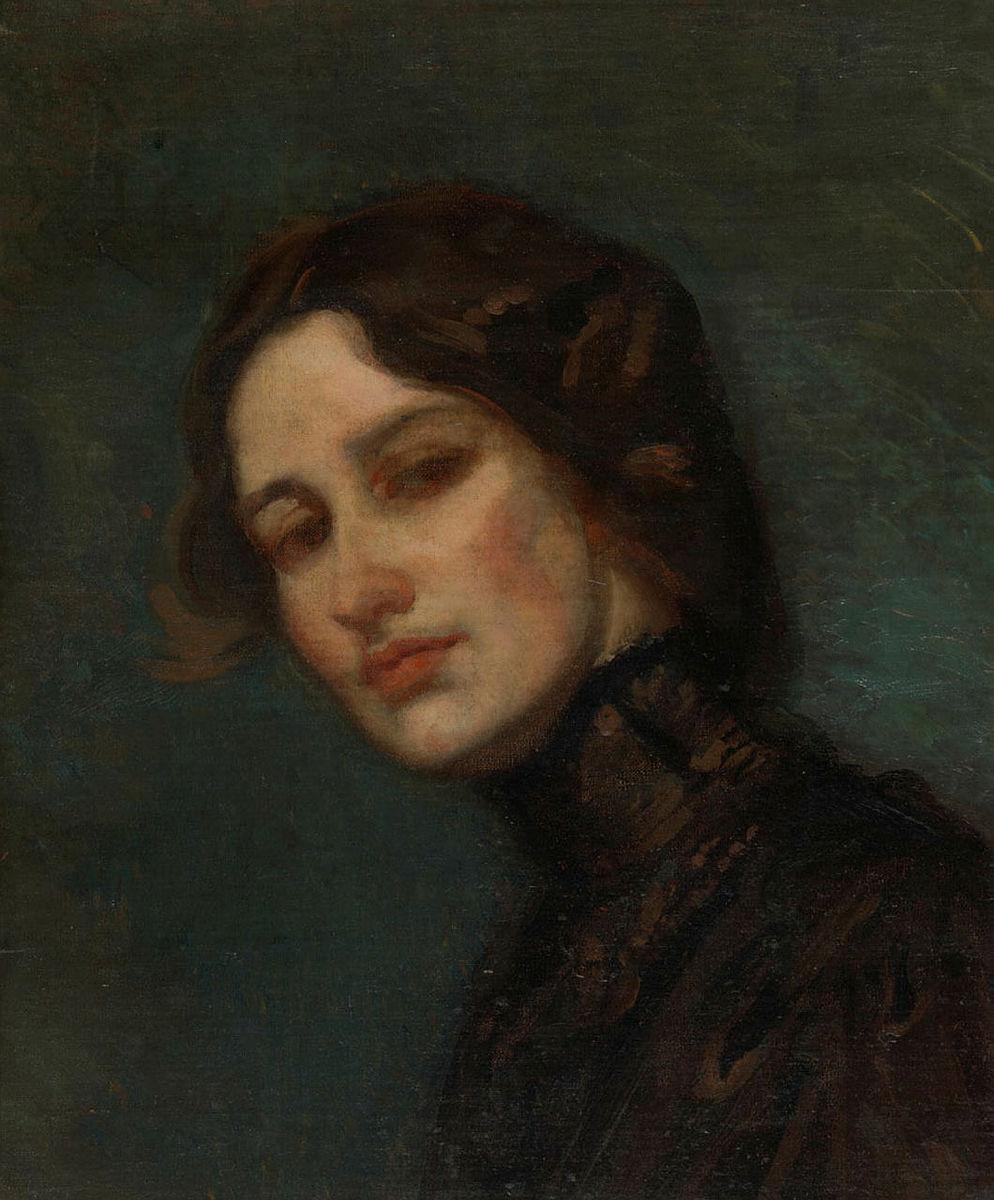 Artwork Portrait of Thea Proctor this artwork made of Oil on canvas on cardboard, created in 1905-01-01