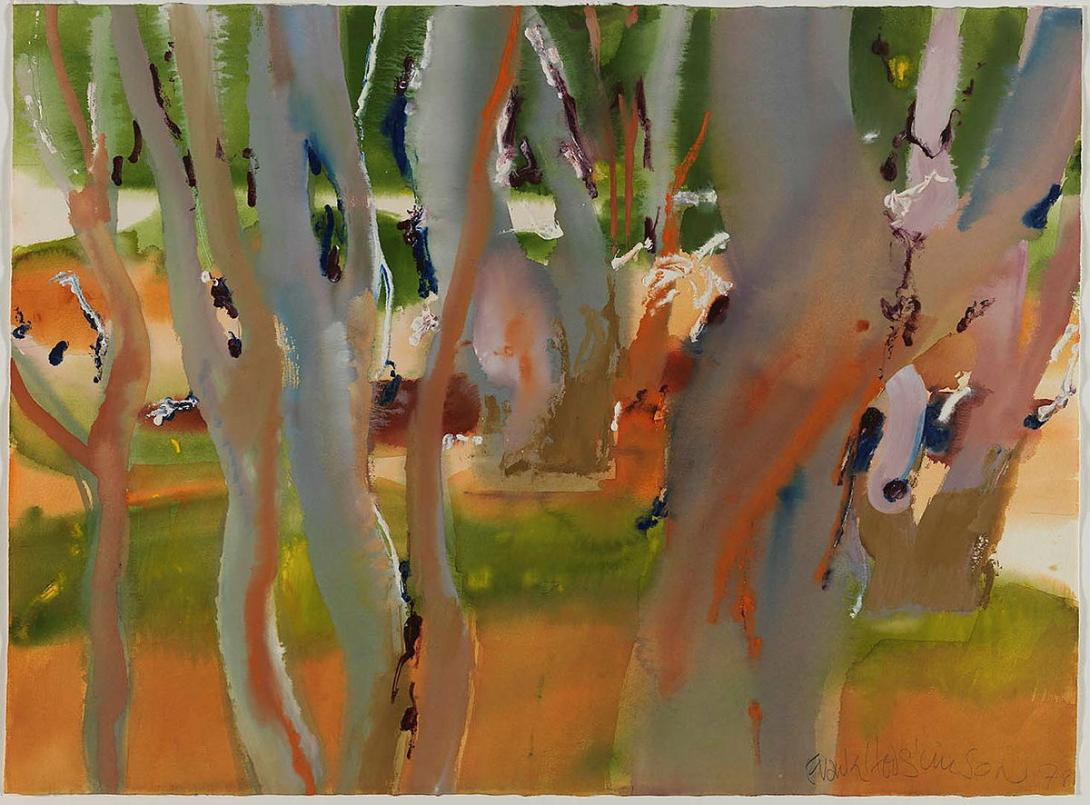 Artwork Paper bark swamp, Arnhem Land this artwork made of Gouache on wove paper, created in 1978-01-01