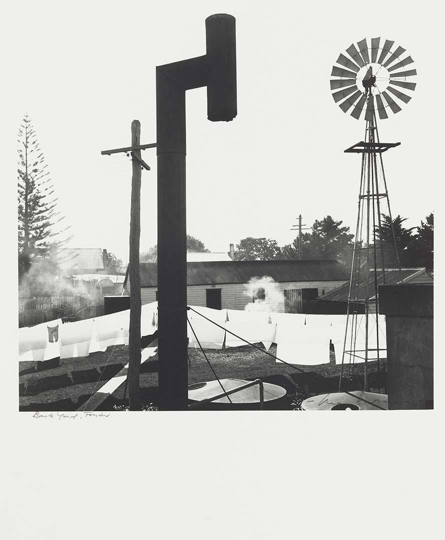 Artwork Backyard, Forster this artwork made of Gelatin silver photograph on paper, created in 1940-01-01