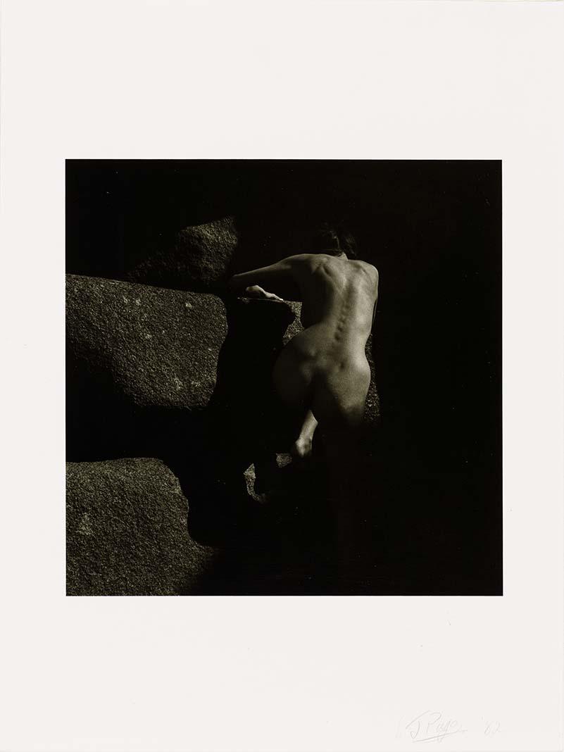 Artwork (Back view female nude on rocks) (from 'Magnetic Island' series) this artwork made of Gelatin silver photograph on paper, created in 1982-01-01