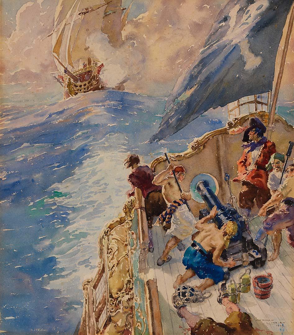 Artwork The pirates this artwork made of Watercolour on wove paper, created in 1939-01-01