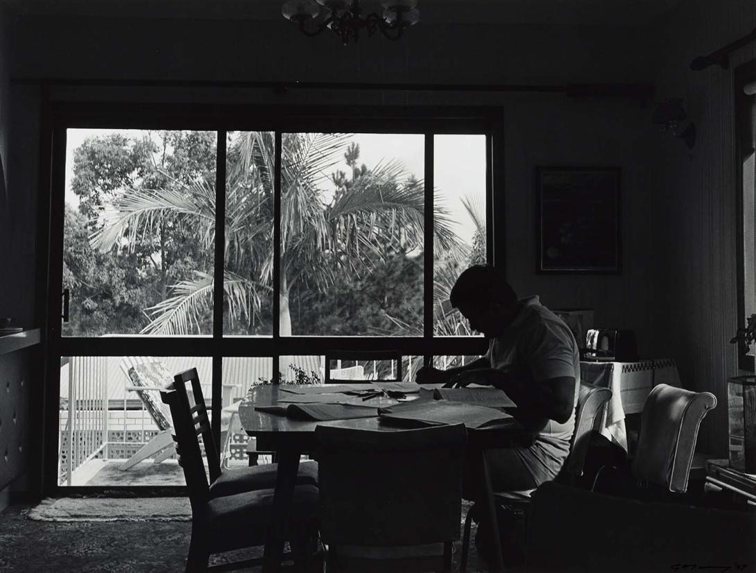 Artwork 25 April 1987, Shailer Park - John was studying for accounting exams at his wife's parents house (from 'Journeys north' portfolio) this artwork made of Gelatin silver photograph on paper, created in 1987-01-01